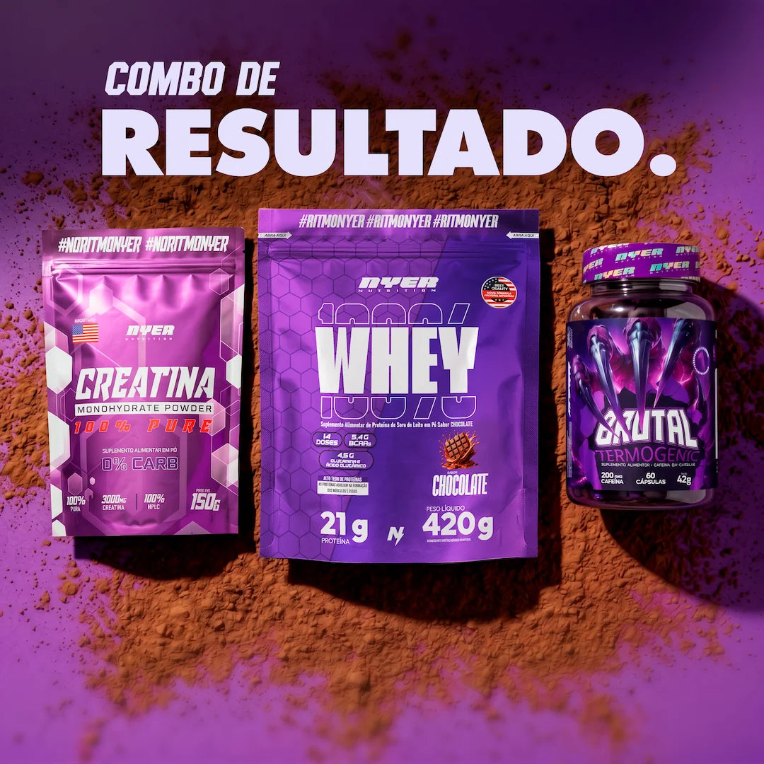 COMBO Whey 420 g + Creatina 150 g + Termogênico Brutal 60 CAPS