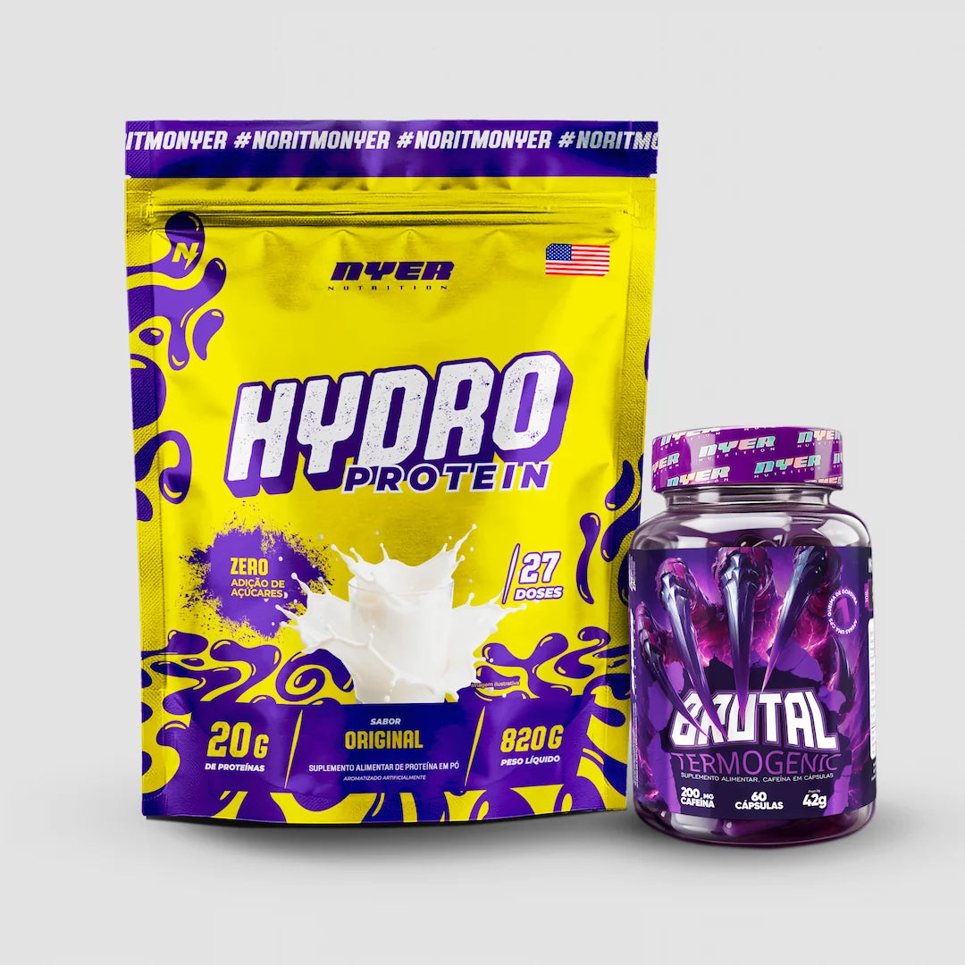 COMBO RECUPERAÇÃO NYER - Hydro Protein 820 g + Termogênico BRUTAL 60 Cápsulas