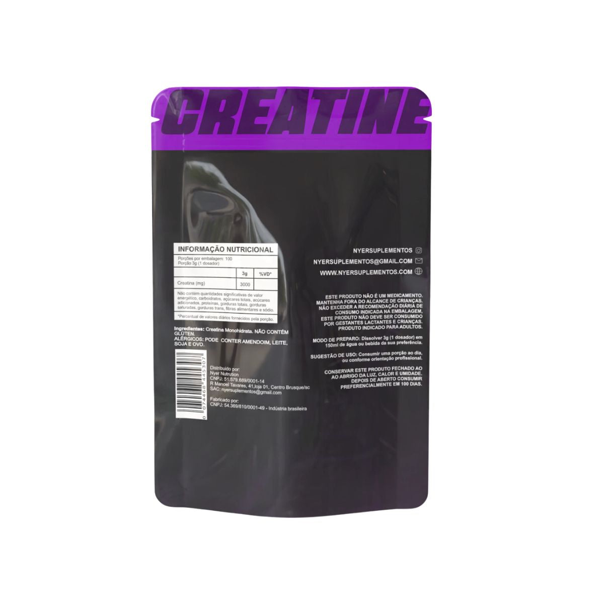 Creatina Monohidratada 300g – Pacote 100% Pura NYER