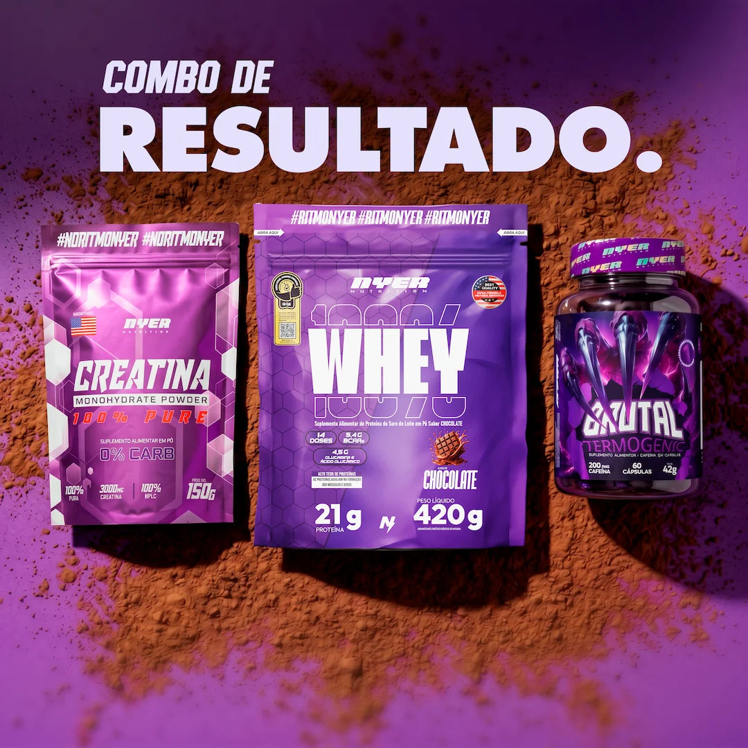 COMBO Whey 420 g + Creatina 150 g + Termogênico Brutal 60 CAPS