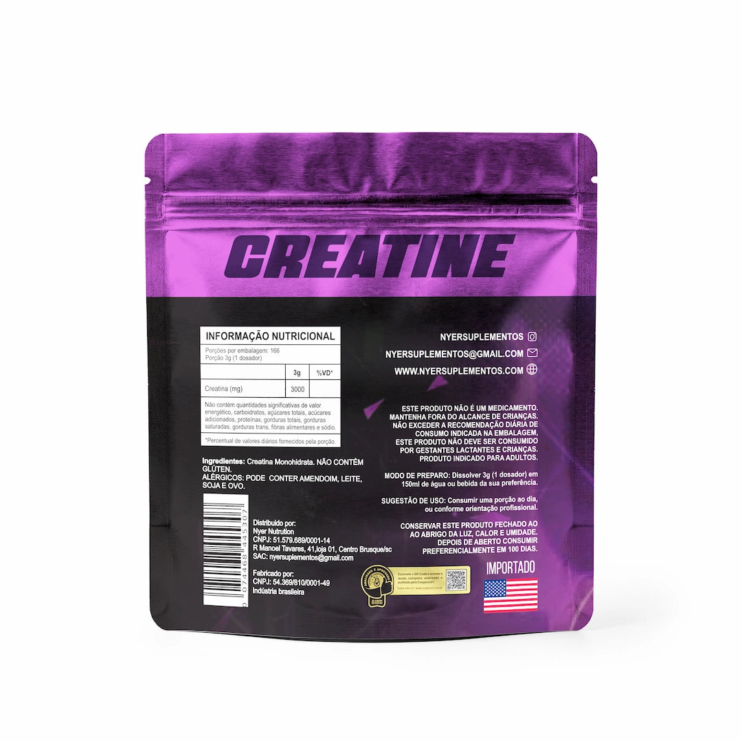 Creatina Monohidratada 500g – Pacote 100% Pura NYER