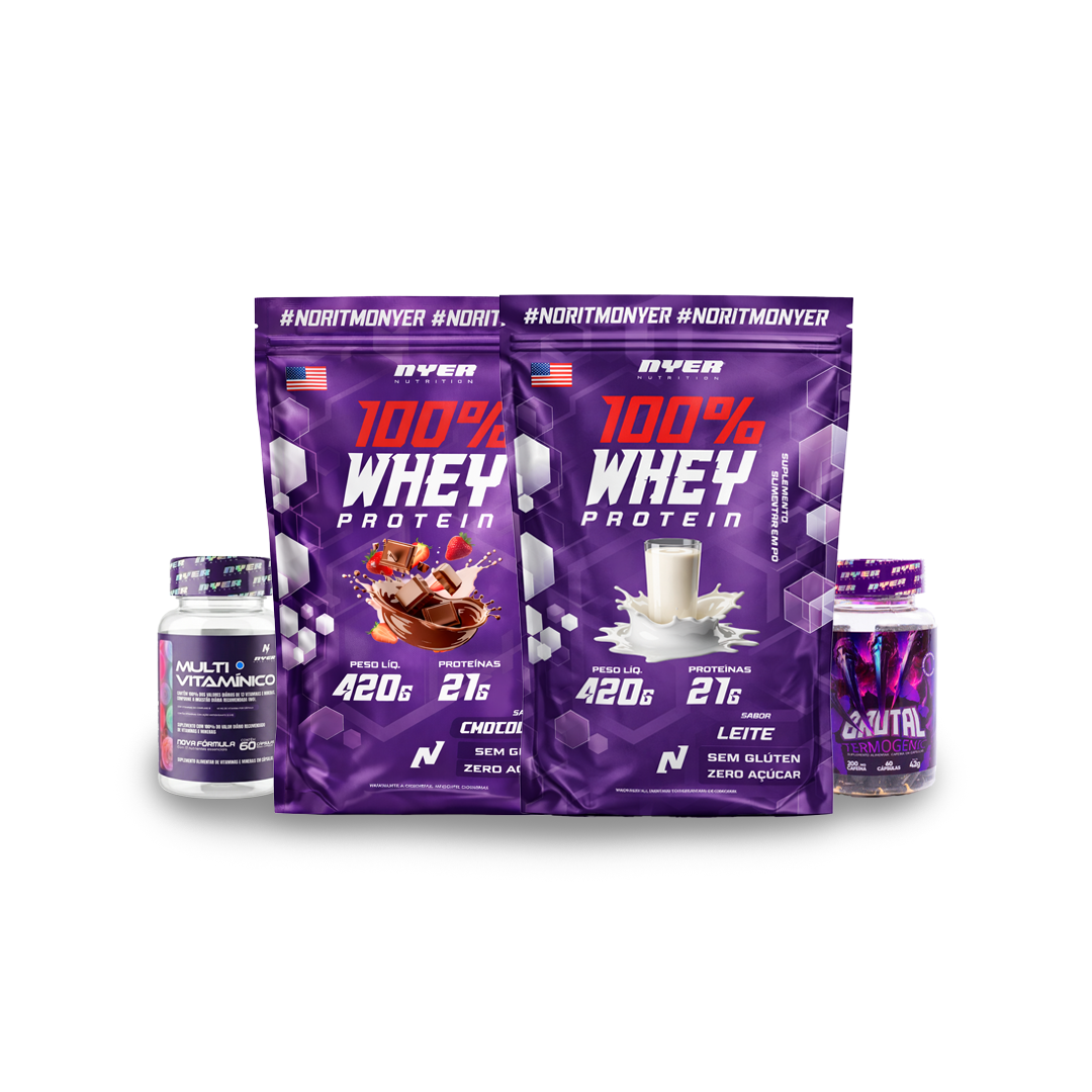 Combo 02 Whey Protein + Termogênico + Multi vitamínico