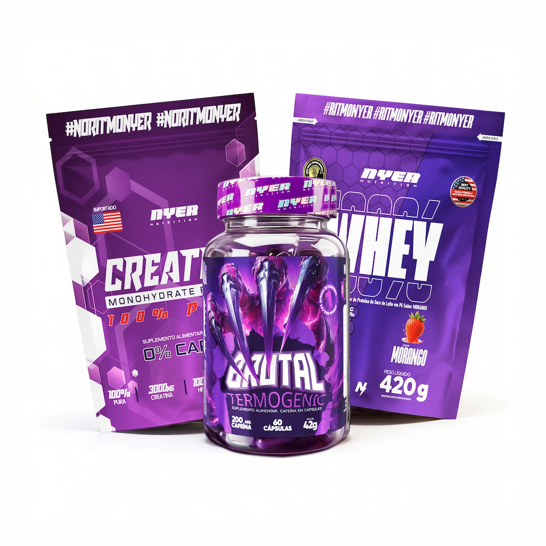COMBO Whey 420 g + Creatina 150 g + Termogênico Brutal 60 CAPS