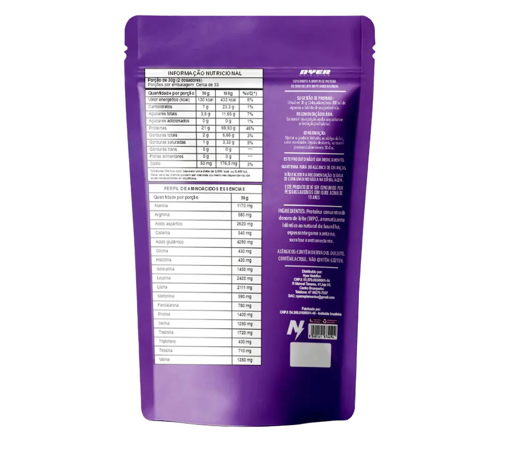 Whey Protein 100% 1KG NYER NUTRITION - LANÇAMENTO